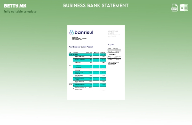 Модерен стил на Banrisul Bank Деловна изјава за шаблон Word и PDF